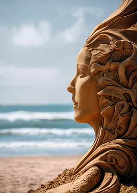 Sand Sculpture of a Mermaid
