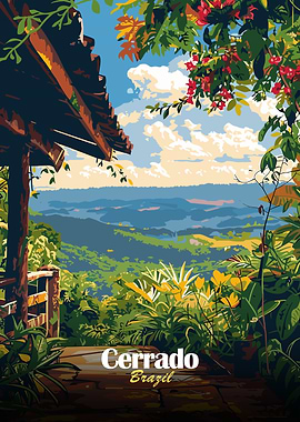 Cerrado Brazil Landscape Illustration
