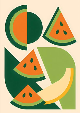 Geometric Fruit Abstraction – Modern Minimalist Food Art