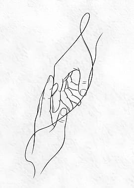 Connected Hands Minimalist Line Art