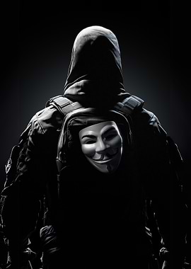 Anonymous Mask and Hooded Figure