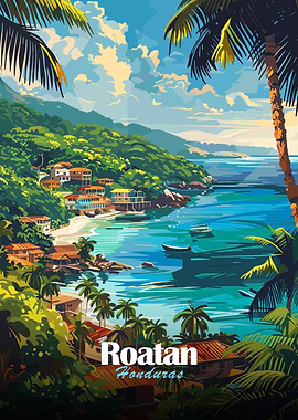 Roatan Honduras Tropical Coastline Art