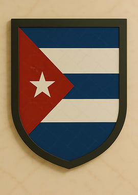Cuban Flag Shield - Marble look