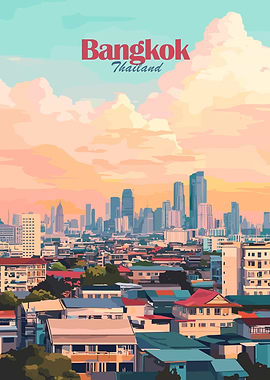 Bangkok Thailand Cityscape Illustration