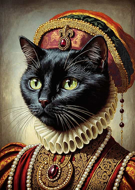 Regal Black Cat Portrait