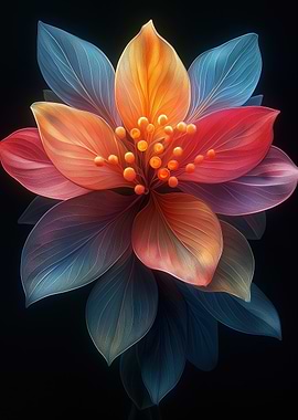 Abstract Floral Art on Black Background