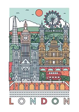 London Cityscape Line Art Illustration