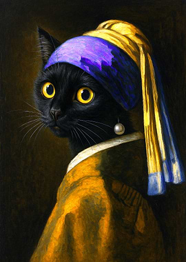 Cat with a Pearl Earring Parody