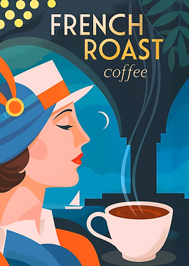 French Roast Coffee Art Deco