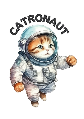 Catronaut Watercolor Illustration
