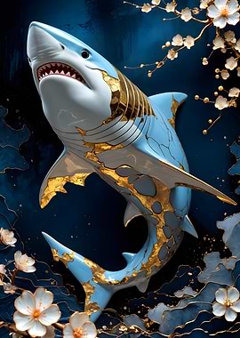 Shark Gold Kintsugi Art