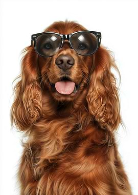 Cool Sussex Spaniel Dog with Glasses