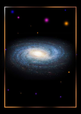 Spiral Galaxy in Space with Frame
