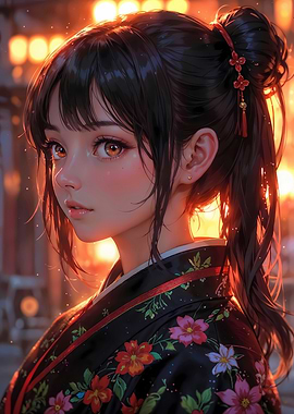 Twilight Kimono: Japanese Festival Beauty