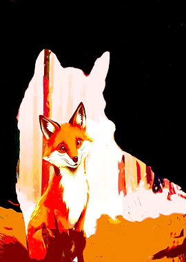 The Little Fox Portrait with Shadow