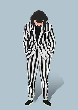 Billy Connolly Minimalist Poster – Iconic Black and White Suit Art Print for Comedy and Pop Culture Fans