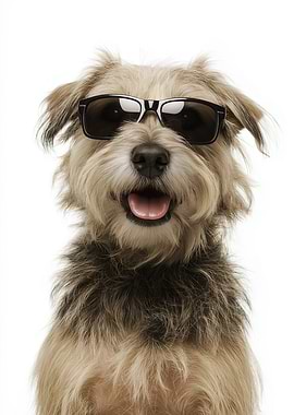 Cool Glen of Imaal Terrier Dog with Sunglasses Portrait