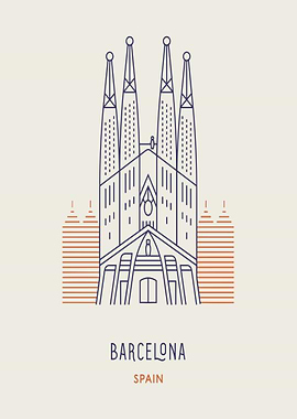 Sagrada Familia Barcelona Minimalist Line Art