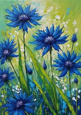 Blue Cornflowers Painting