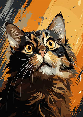 Cat Portrait with Abstract Background