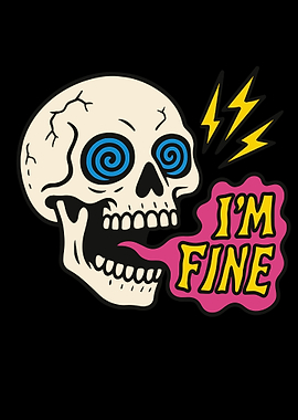 I'm Fine Skull Cartoon
