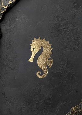 Gold Seahorse on stone