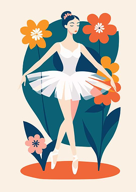 Ballerina in Floral Setting