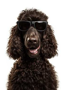 Cool Irish Water Spaniel with Sunglasses Portrait