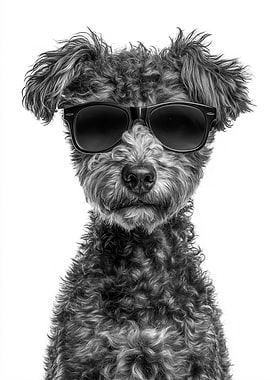 Cool Pumi Dog with Sunglasses Portrait