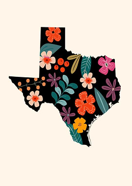 Floral Texas Map