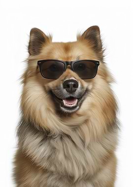 Cool Norwegian Buhund Dog with Sunglasses