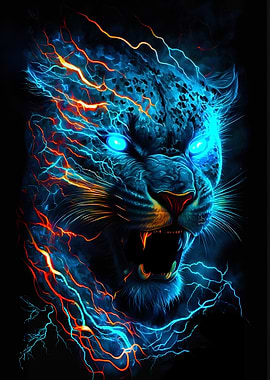 Electric Blue Leopard Portrait