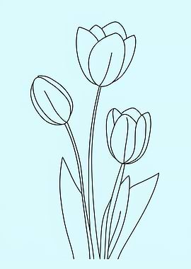 Tulip Flower Minimalist Line Art