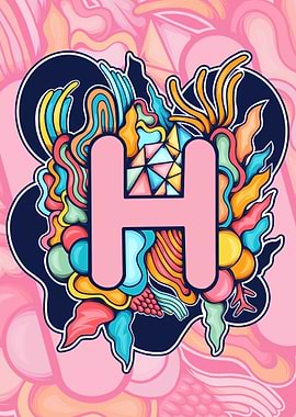 Letter H with Colorful Abstract Design