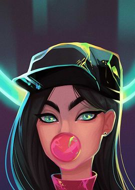 Girl with Bubblegum and Cap