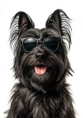 Cool Skye Terrier Dog with Sunglasses Portrait
