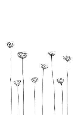 Many Flowers Minimalist Line Art