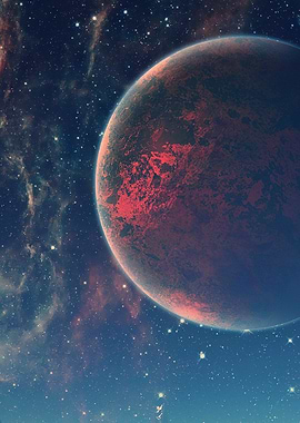 Red Planet in Starry Space