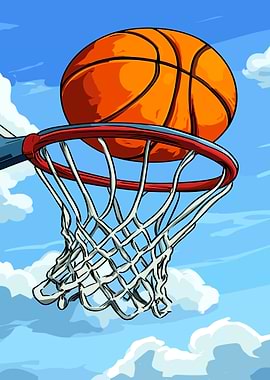 Basketball hoop with ball cartoon style