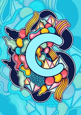 Letter C Colorful Abstract Illustration