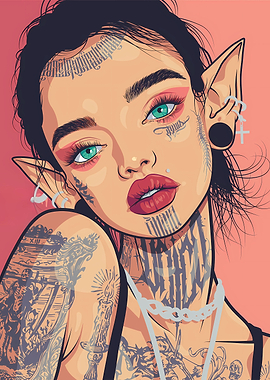 Tattooed Elf Girl Portrait