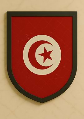 Tunisian Flag Shield - Marble look
