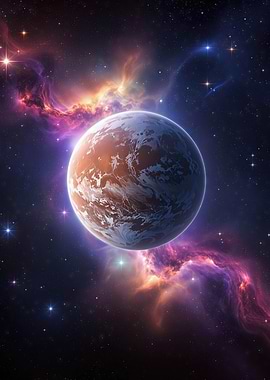 Planet Mercury and Nebula