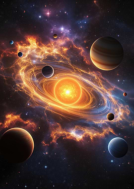 Stylized Solar System Storm and Nebula