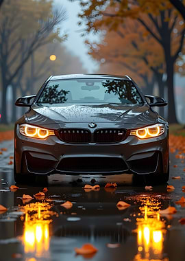 BMW Car M4 in Autumn