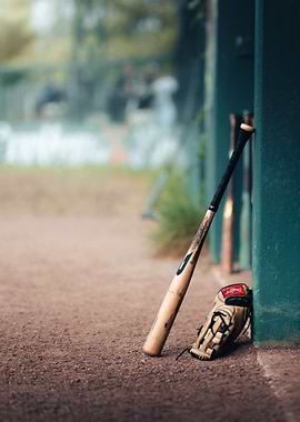 Baseball Bat and Glove Still Life