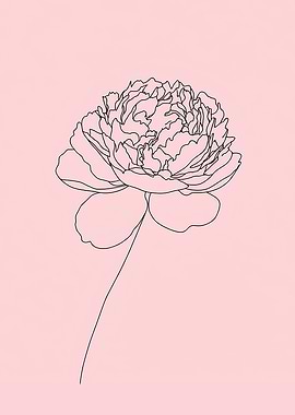 Peony Flower Minimalist Line Art