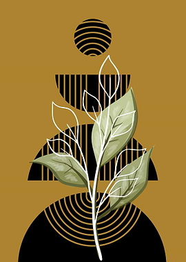 Abstract Botanical Art with Geometric Shapes