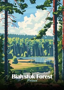 Bialystok Forest Poland Travel Poster