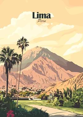 Lima Peru Travel Poster Art